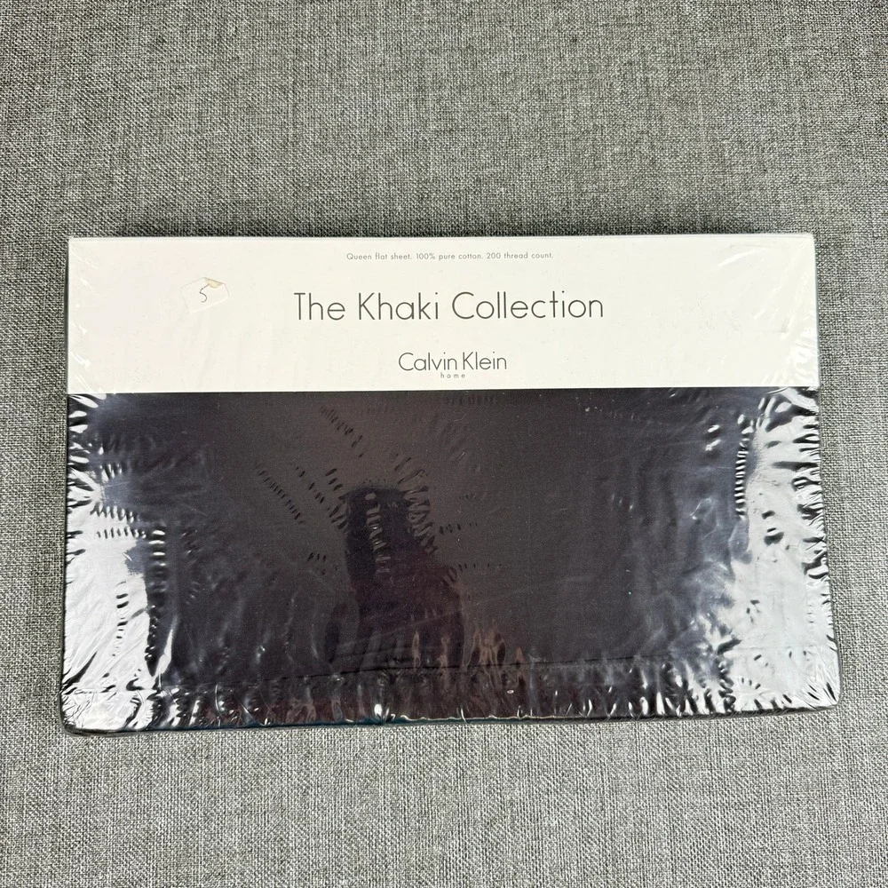 Calvin Klein Khaki Collection Queen Flat Sheet Black Currant 100% Cotton New